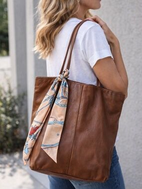 Latico Leather Tote Cognac Brown Slouchy Boho Chic Soft Luxe Everyday Bag
